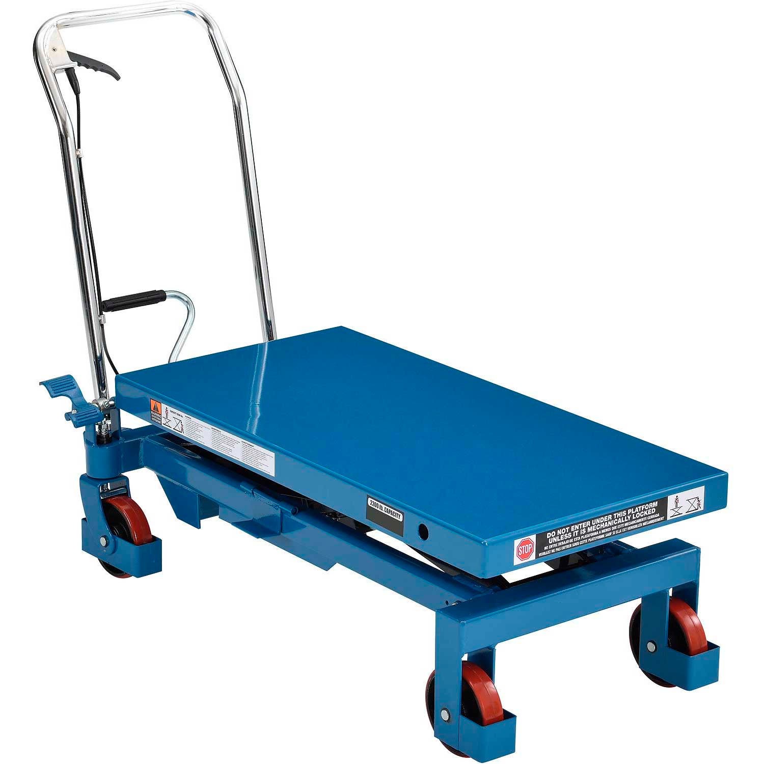 2200 Lb. Capacity Mobile Heavy Duty Scissor Lift Table 40 x 20 Platform
