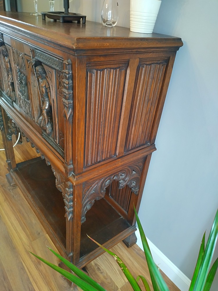 Antique Belgian Gothic Revival Sideboard Oak