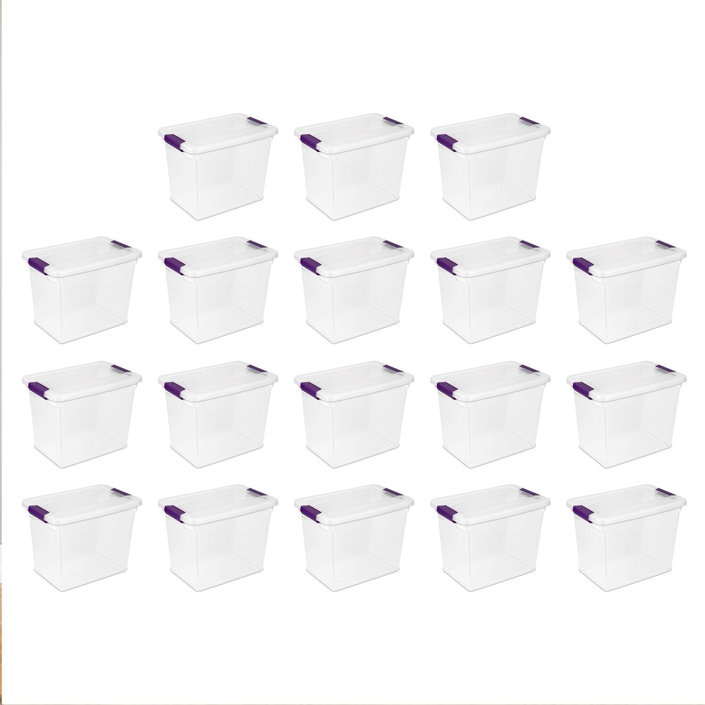 Sterilite 27 Qt ClearView Latch Storage Stackable Bin with Latching Lid, 18 Pack