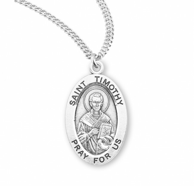 St. Timothy 24 Inch Sterling Silver Necklace