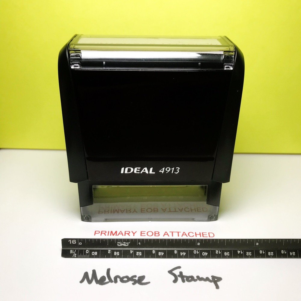 Primary EOB Attached Rubber Stamp Red Ink Self Inking Ideal 4913