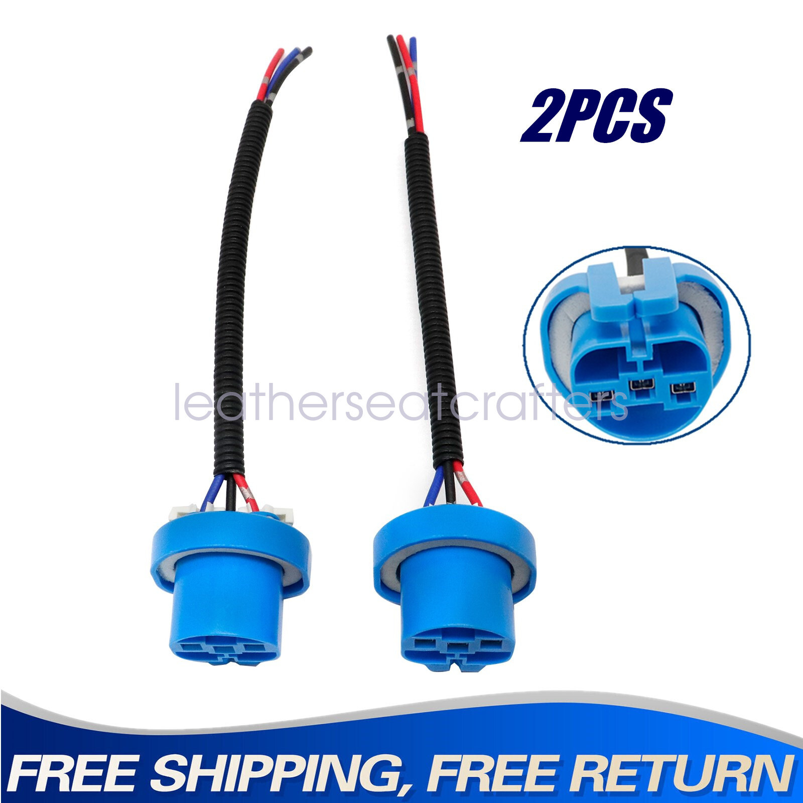 2PCS Wire Pigtail Female P 9007 HB5 Head Light Connector Adapter Harness Socket