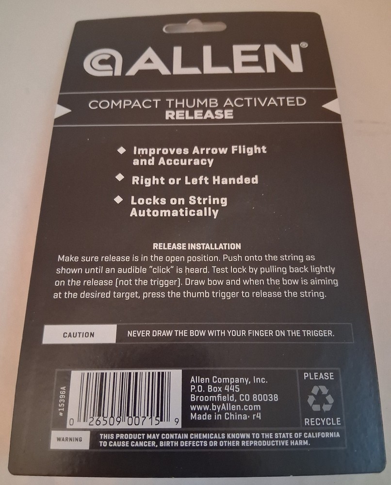 Allen Compact Thumb Adtivated Bow String Release