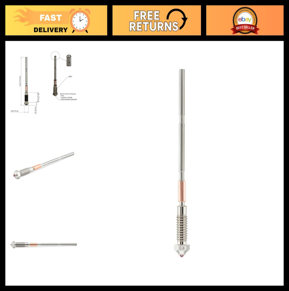 0.4mm Ruby Nozzle for 3D Printers - High Hardness, Abrasion Resistant, Precision