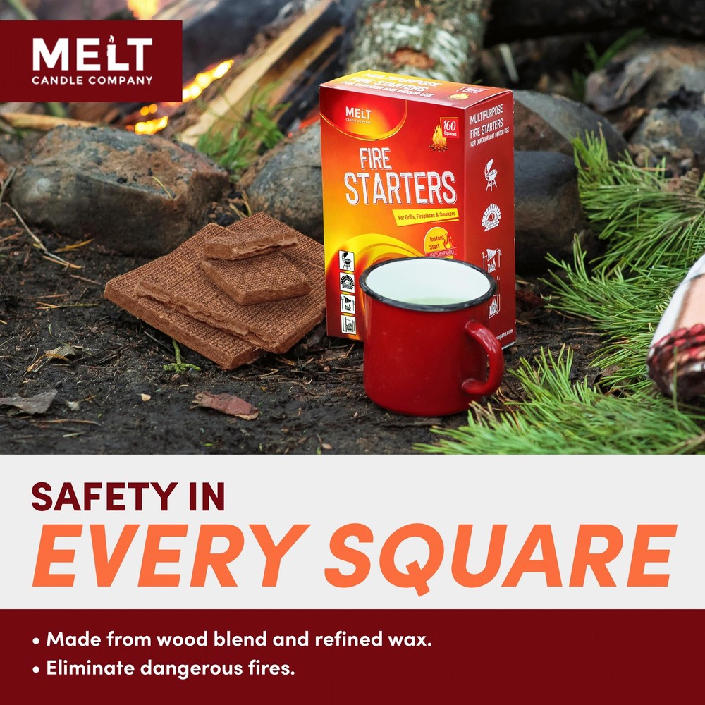 Fire Starter Squares, 160 Pieces - Fire Starters Kit for Campfires, Grill, Ou...