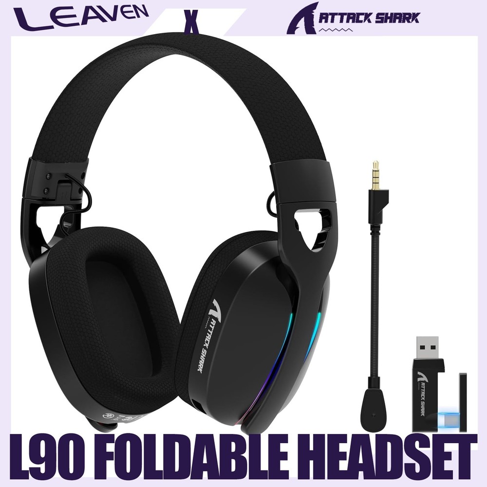 ATTACK SHARK L90 Foldable RGB Ultra-Light Tri-Mode Gaming Headset