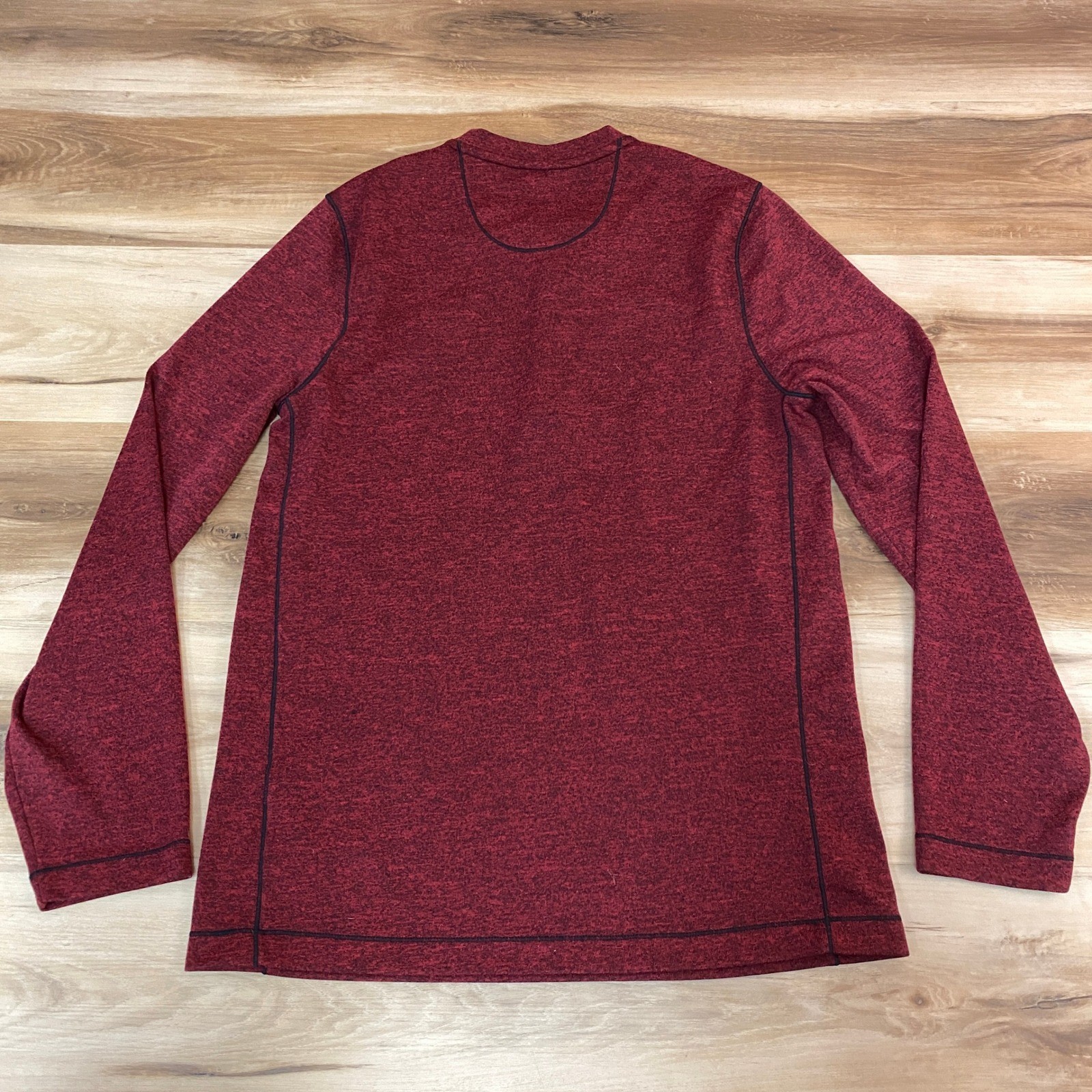 Eddie Bauer Henley Shirt Mens Medium Red Heathered Long Sleeve Performance