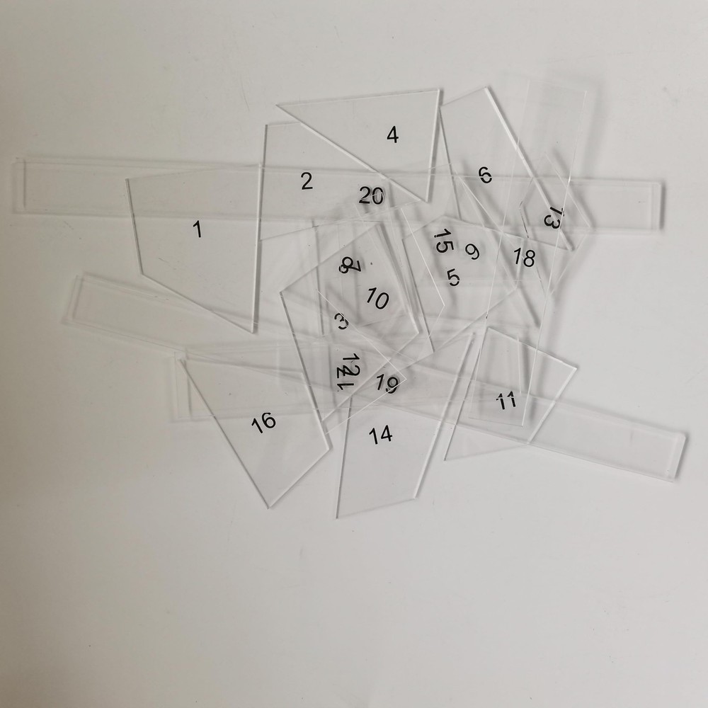 20PCS Clear Acrylic Quilting Template, Numbered, Patchwork Ruler, DIY, Sewing