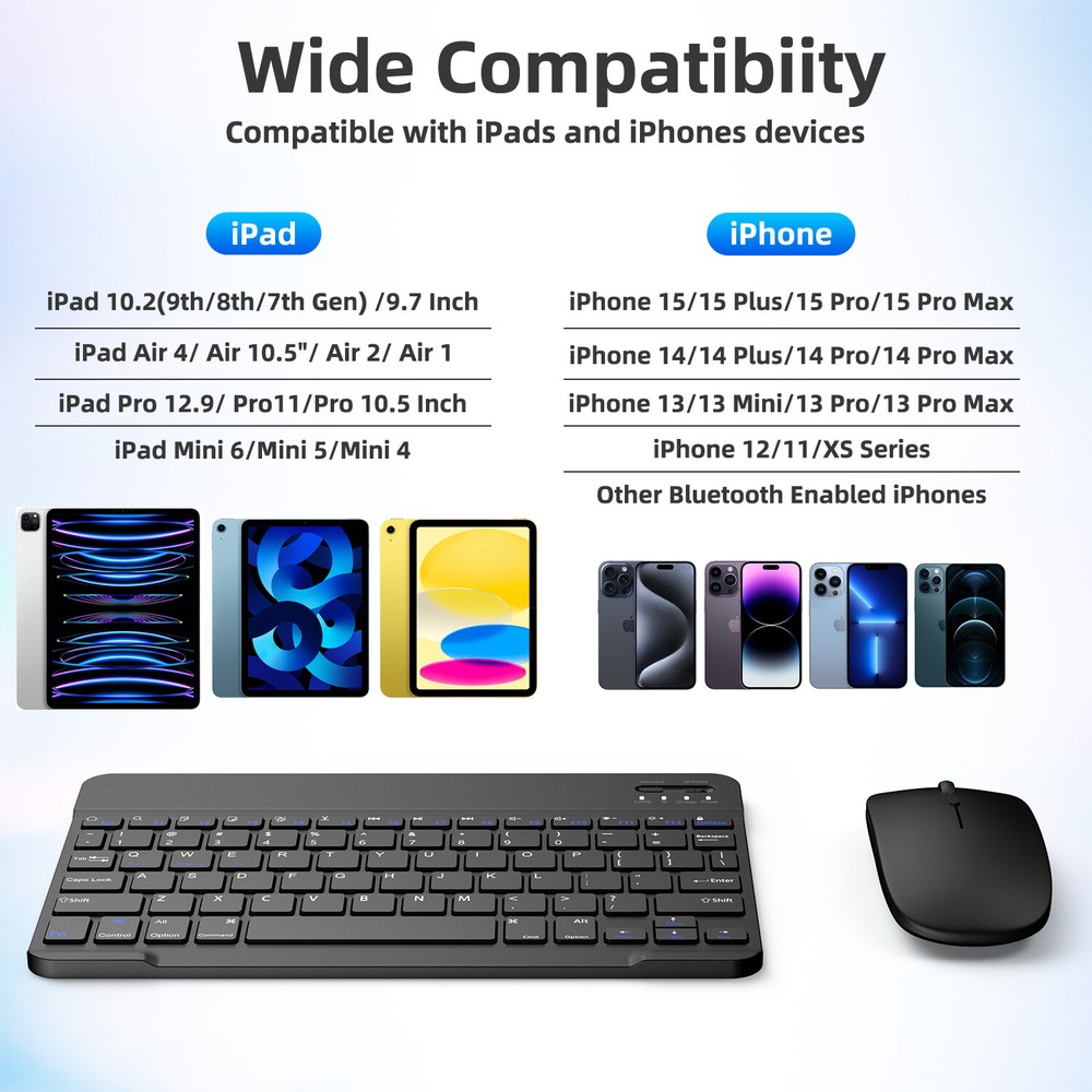 Wireless Bluetooth Keyboard+Mouse Rechargeable Quiet For Laptop PC Mac Windows
