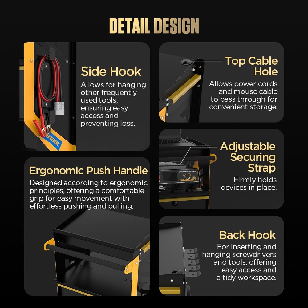 Tool Trolley Workshop Cart Heavy Duty Garage Roller Cabinet DIY with Code Lock