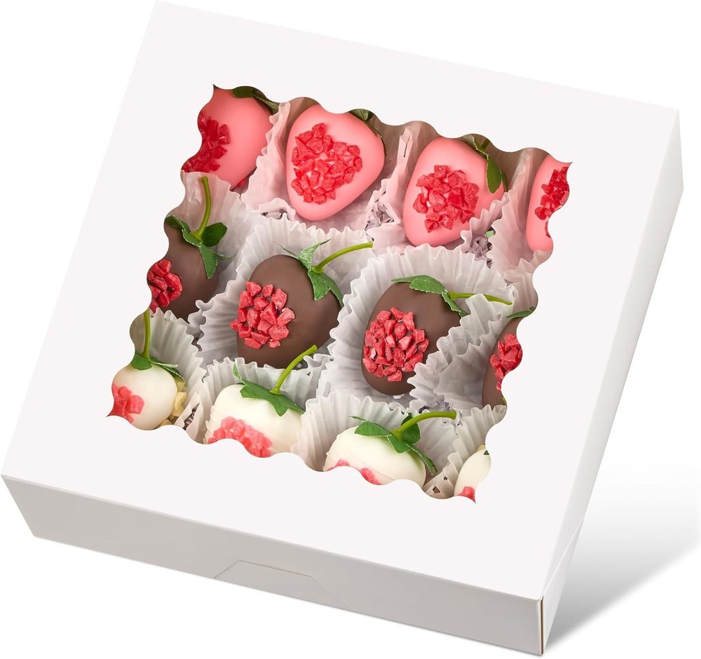 Pie Boxes, x 2.5 Inches Bakery Boxes with Window, Auto-up Cookie