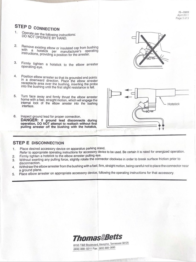 Elastimold 167/273 ESA Elbow Arrester Thomas & Betts