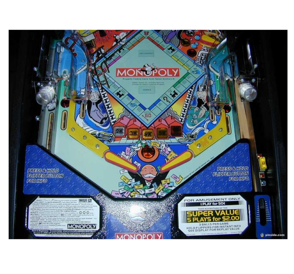 Monopoly game Lighted Apron/Arch stern Pinball mod 0083