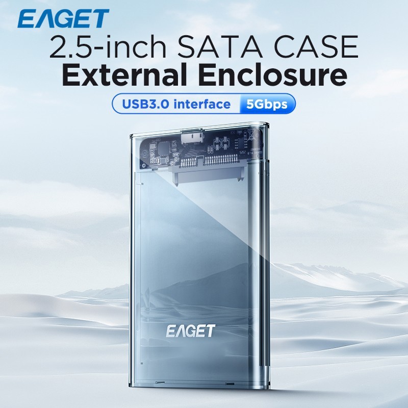 EAGET 2.5" External Hard Drive Enclosure USB 3.0 5Gbps SATA SSD Case UASP TRIM
