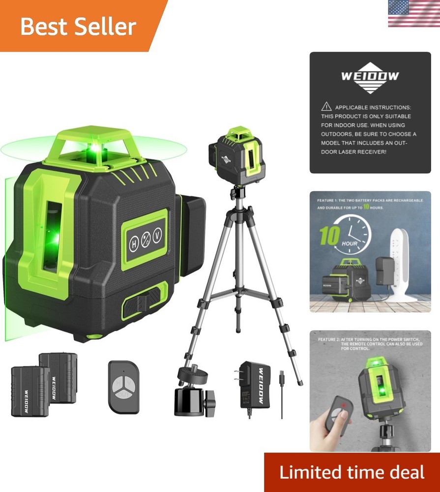 360° Self-Leveling Green Laser Level with Adjustable Tripod - Ultimate Precision