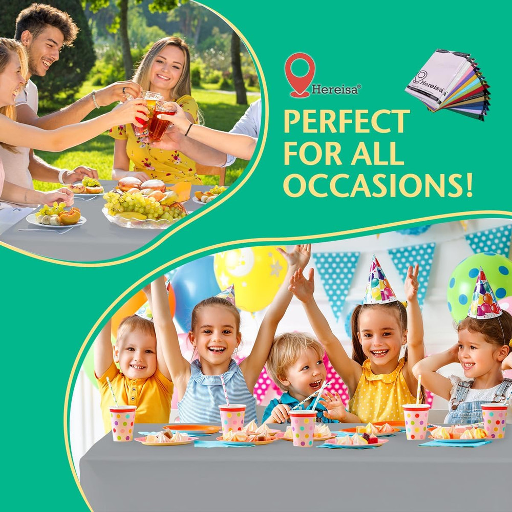 Disposable Silver Plastic Tablecloth 54X108 Inch, 10-Count Waterproof Rectangle