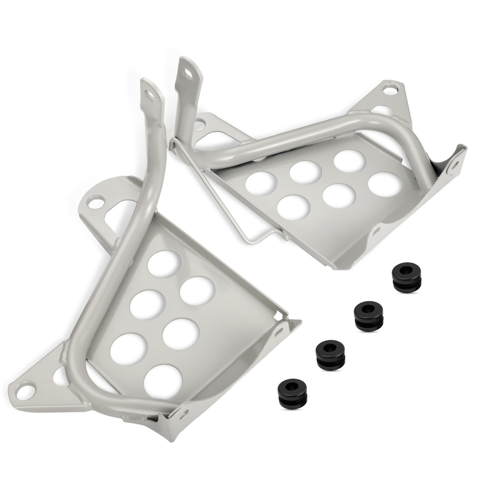 Left & Right Heel Guards Footrest For Yamaha Blaster 200 YFS200 1990-2006 Silver