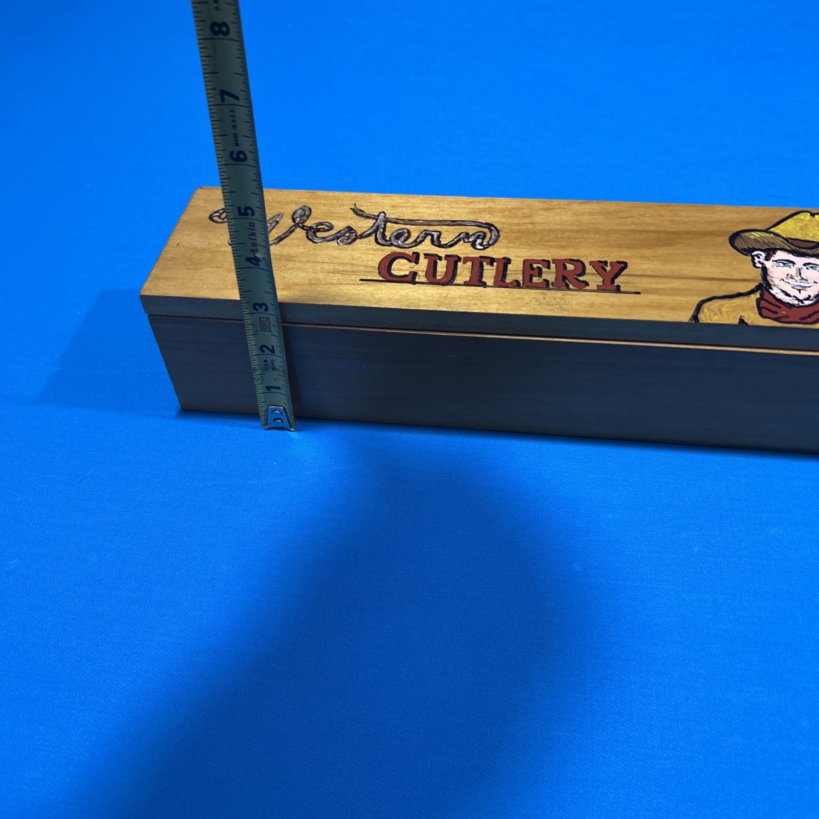 Western Cutlery Knife Storage/Display Box, Hand Painted Vintage Box W/ Clearcoat