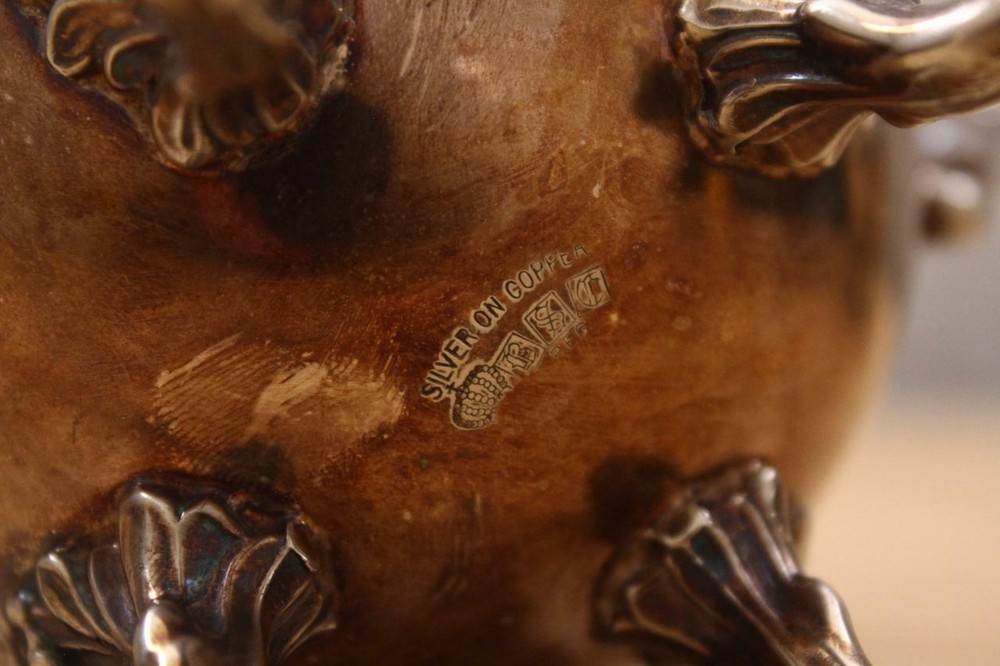 Vintage Metalware Birmingham ENGLISH Silver on Copper Large Creamer & Sugar Set