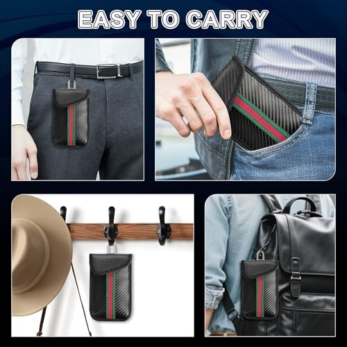 2 Pack Faraday Bag for Car Keys, Key Fob Protector Shielding Medium Stripe