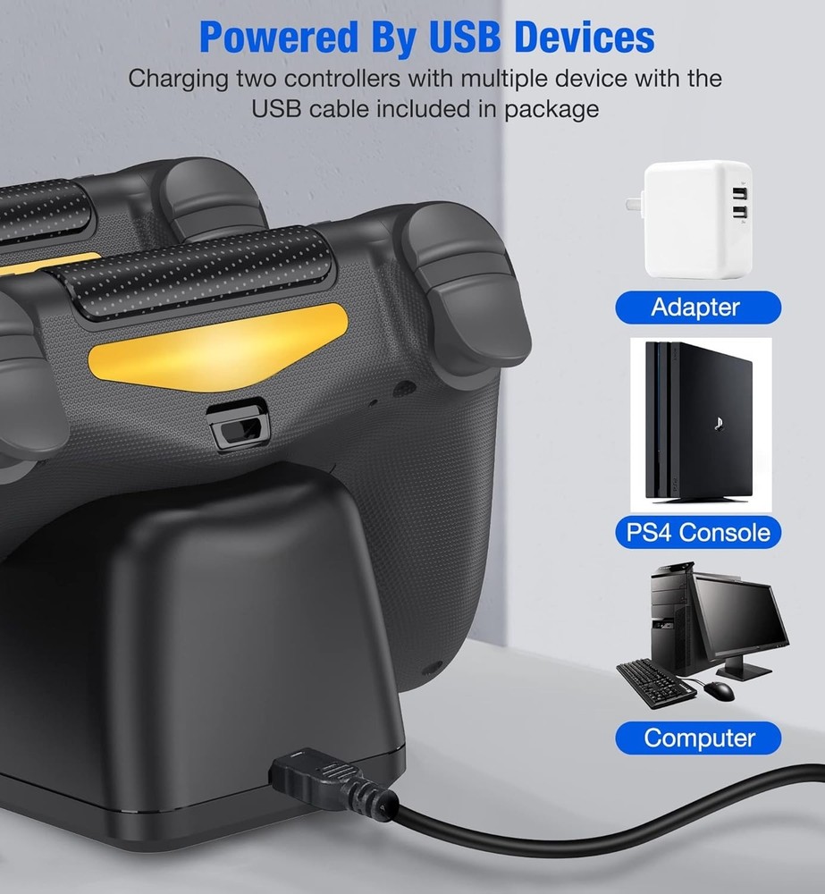 PS4 Controller Charger Dock Station, PS4 Remote Charging Station with Fast-Ch...
