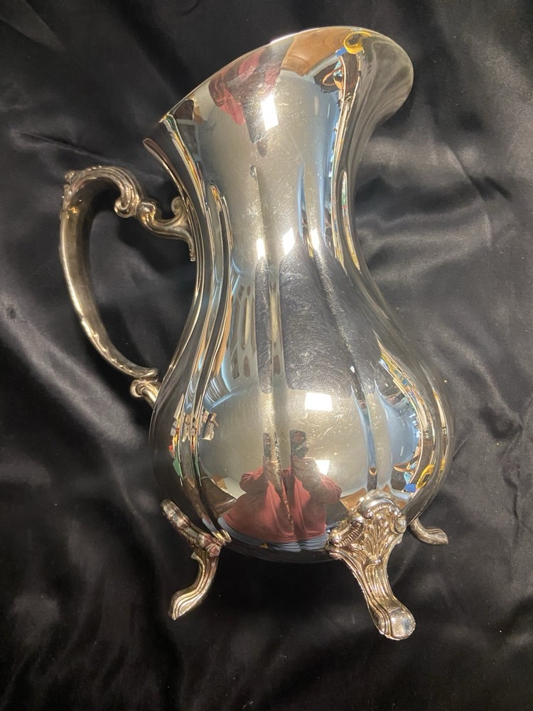 Vintage 80s Sheffield Silver Co Footed Water Pitcher Holloware S8506 9" Tall