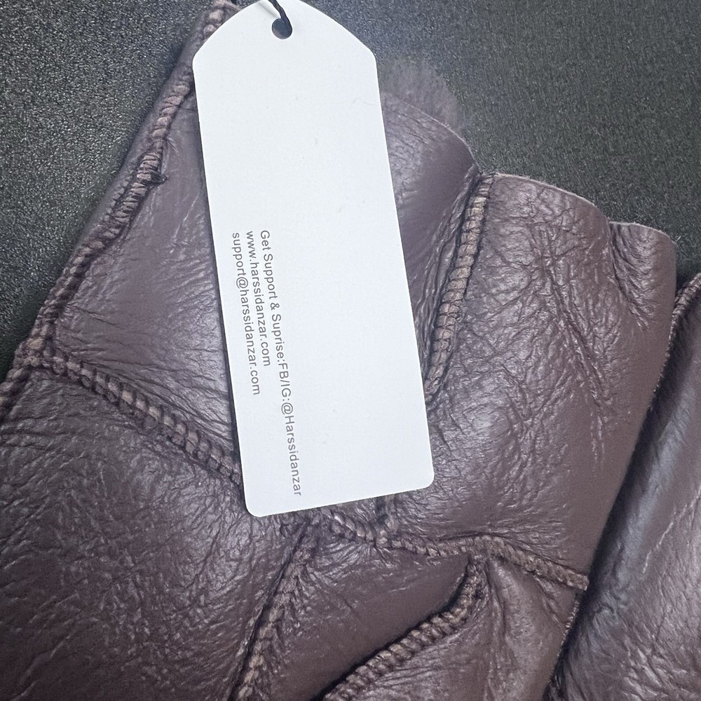 Brown Fuax Leather Gloves Warm Lining