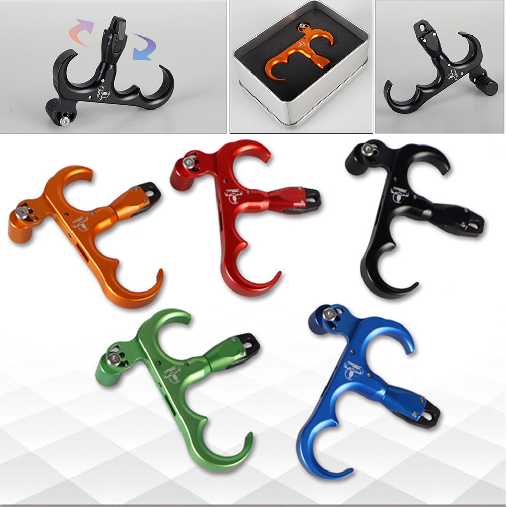Compound Bow Release Aids Automatic Trigger 3 Finger Grip Thumb Caliper Archery