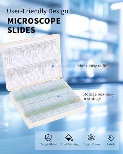 120 Pcs Educational Microscope Slides Set with Specimens for Biology Experiments