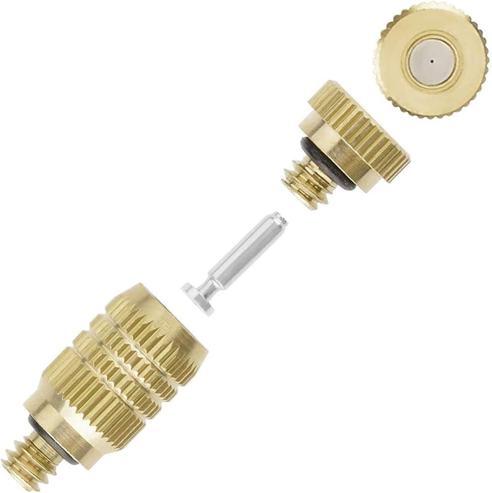 High Efficiency Brass Misting Nozzle - 10 Pack for Landscaping & Cooling
