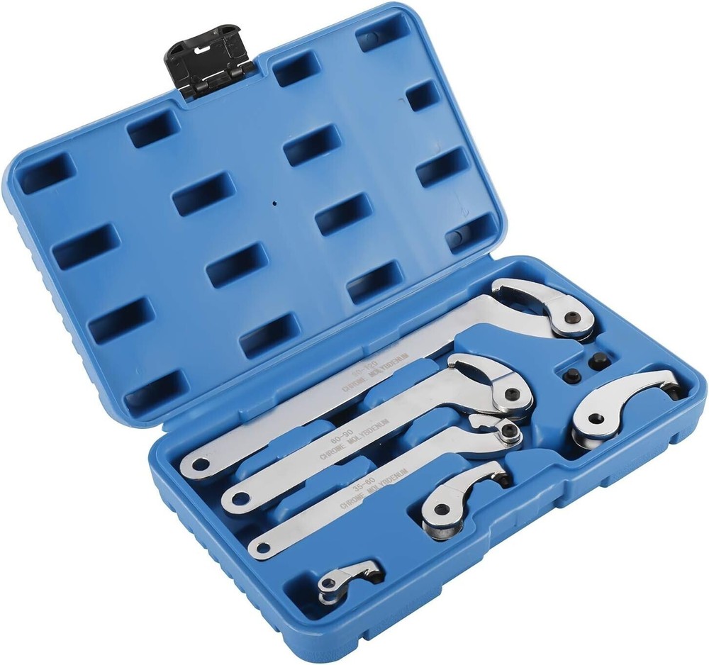 8Pcs Adjustable Hook & Pin Spanner Wrench Tool Kit Locking Nut Wrench 35mm-120mm