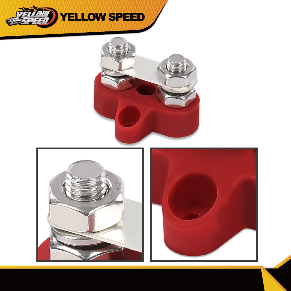5/16" Ring Red Black Junction Block Power Post Insulated Terminal Stud Battery