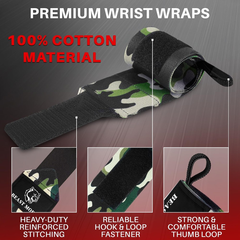 Weightlifting Wrist Wraps with Thumb Loop – HeavyDuty Support for Powerlifting