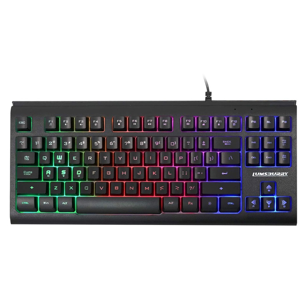 Computer Keyboard, 87 Keys Compact Wired USB Keyboard with Rainbow LED Light ...