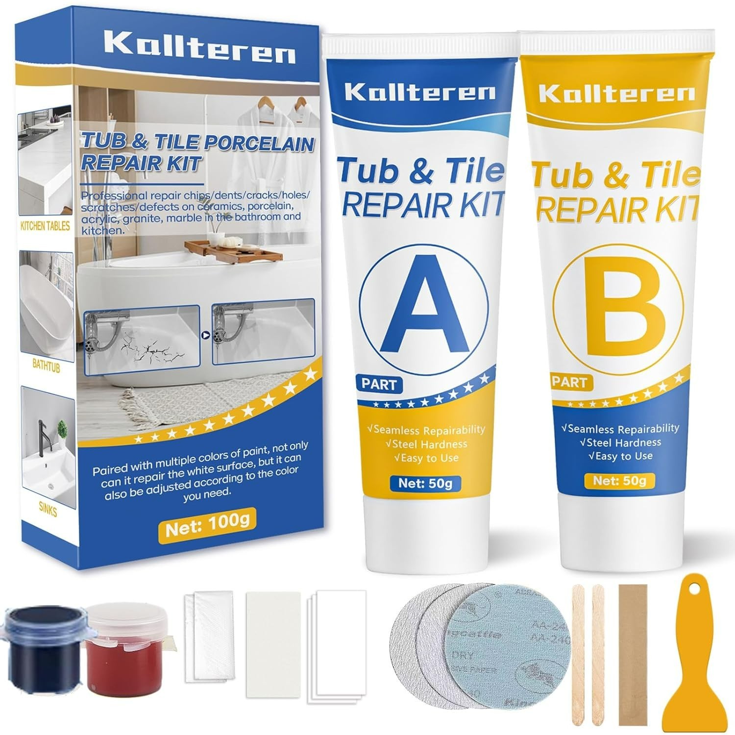 Porcelain Repair Kit, Fiberglass Tub Repair Kit, Tile and Bathtub Repair Kit for