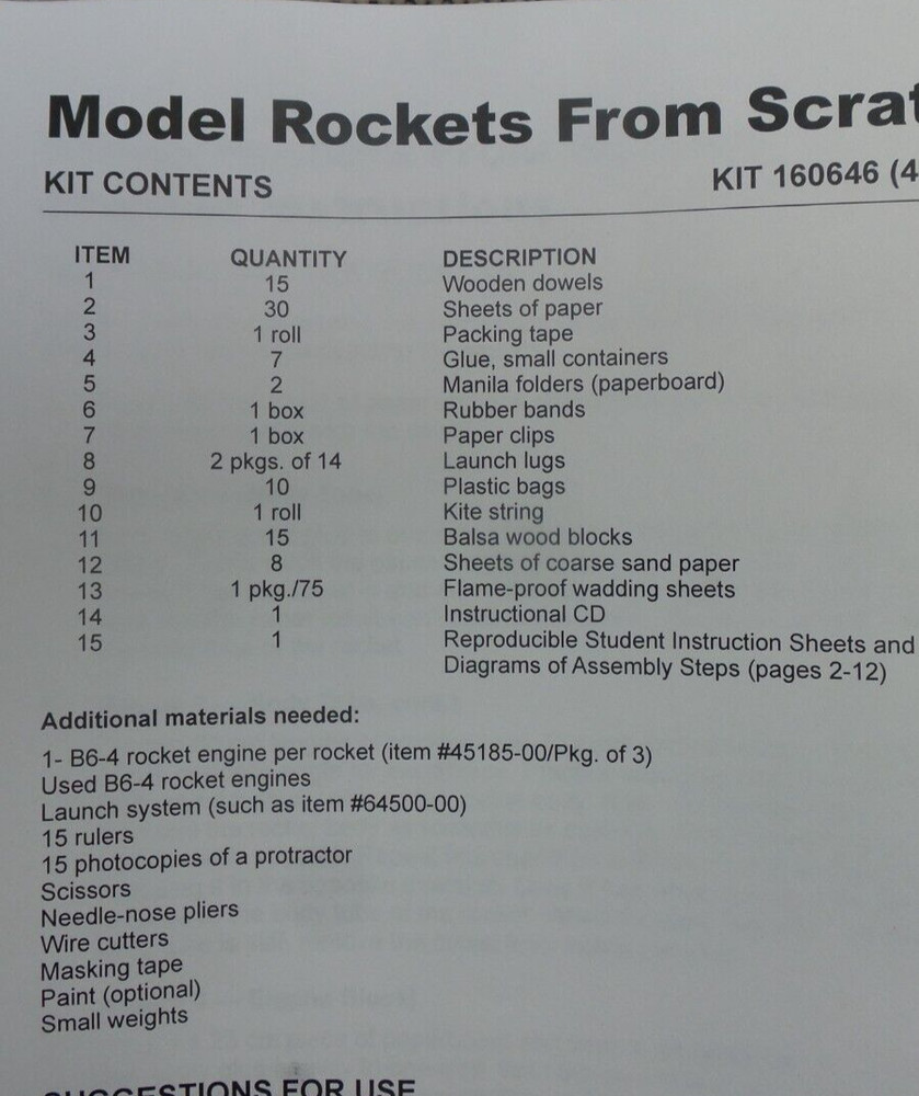 Ward's Science Model Rockets From Scratch Kit | Makes 15 Rockets | New