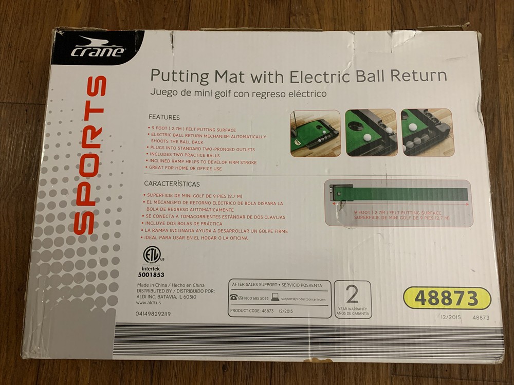 Crane Sports Golf Putting Mat Portable Auto Ball Return Function Practice Train