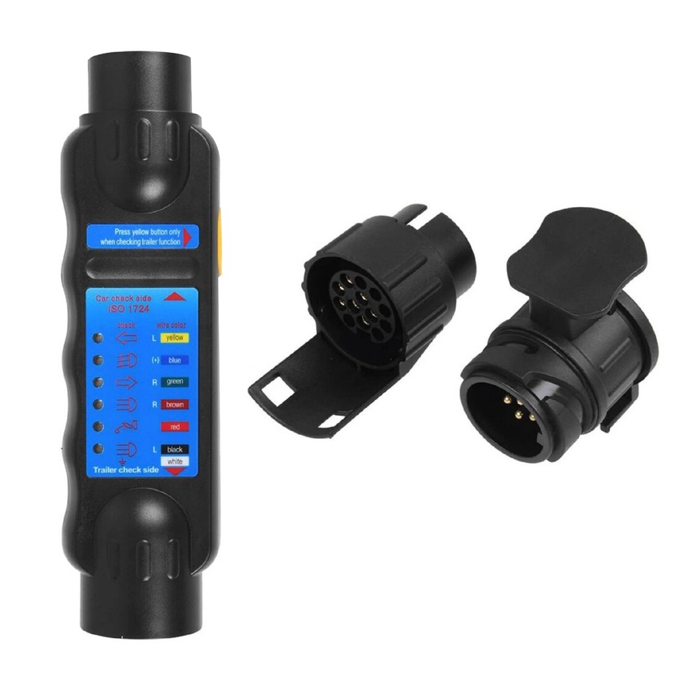 7/13 Pin Trailer Tester 12V Caravan Socket Diagnostic Tool With 2 Adapters