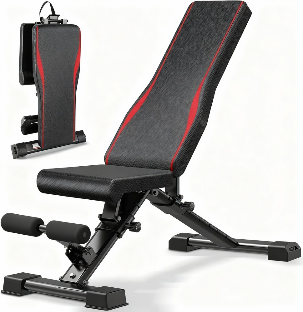 Adjustable Weight Bench Foldable Workout Bench w/18.5" Seat Height Easy Assembly