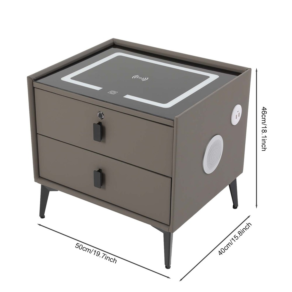 Bluetooth Speaker Smart Bedside Table with Light USB& Wireless Charging