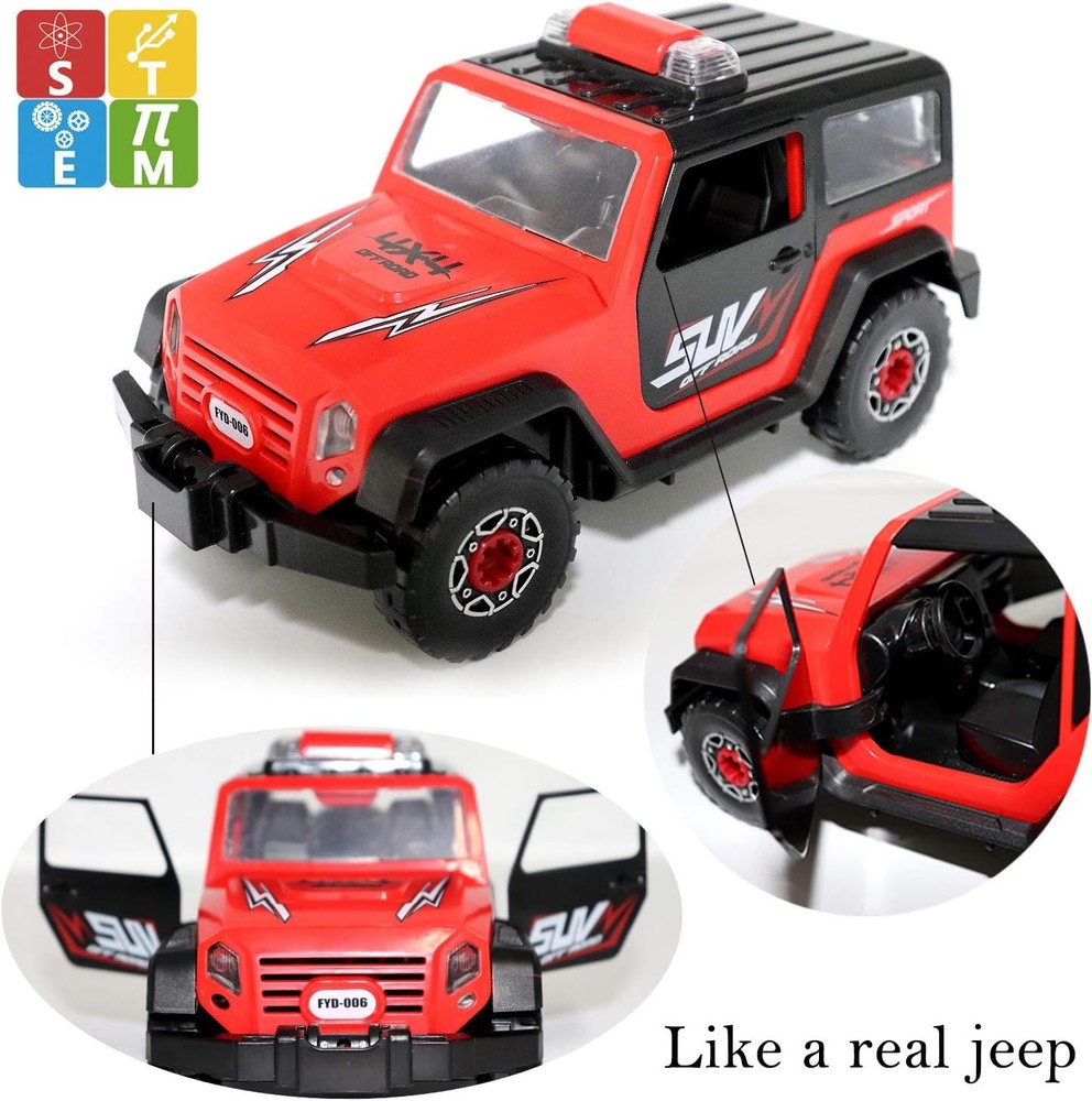 2in1 Take Apart Jeep Car STEM Learning Assembly Playset with Functional