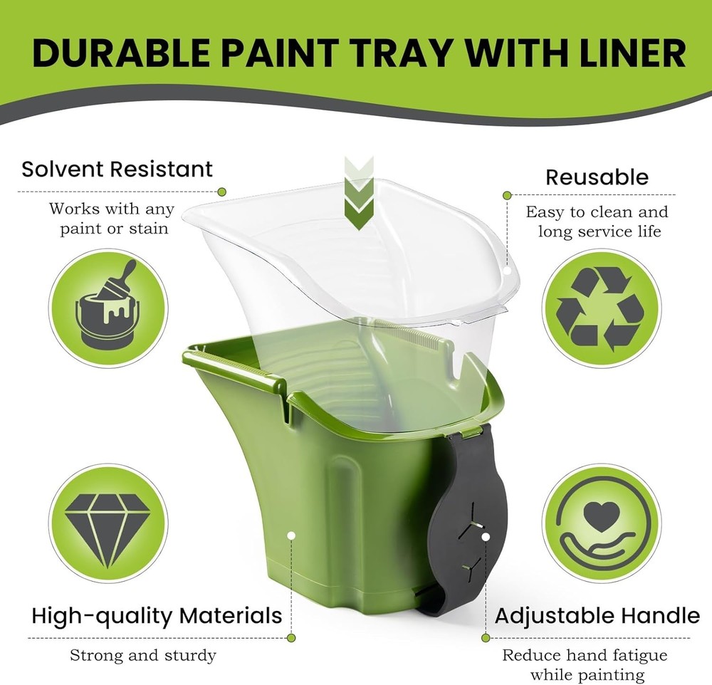 Complete Paint Roller Set with Foam Rollers, Bucket and Adjustable Grip Brush