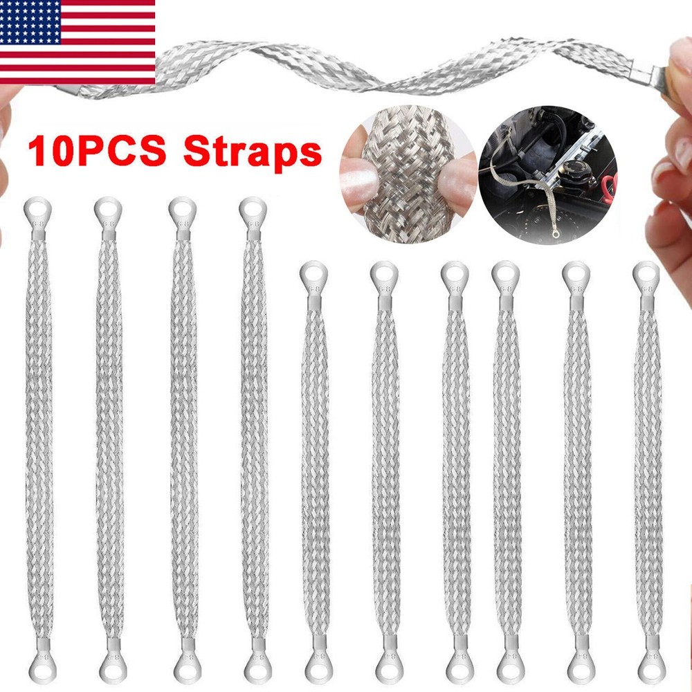 10PCS Car Truck Firewall Engine Body Engine Ground Strap Tinned Copper Cable Kit