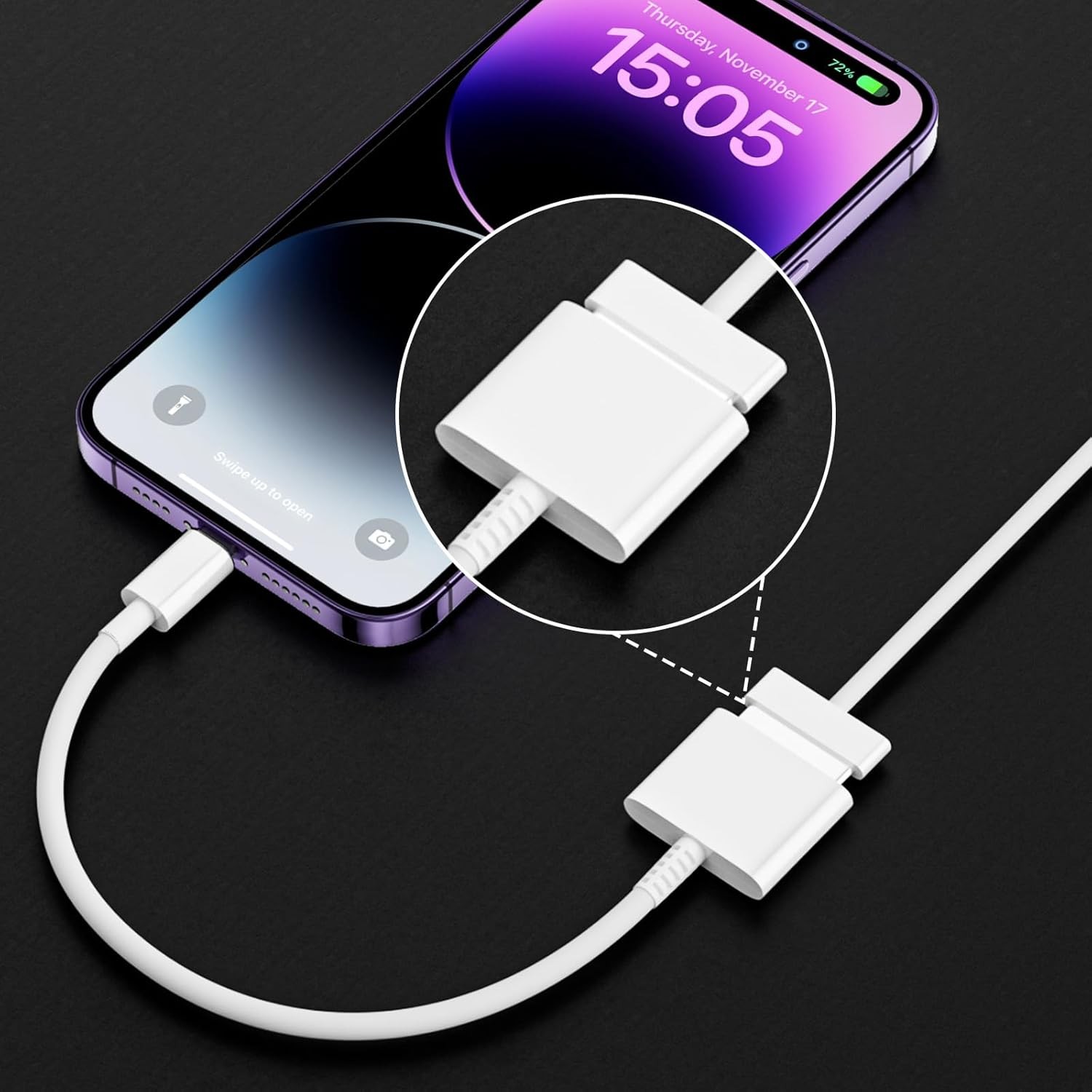 USB C to 30 Pin Female Adapter for iPhone 16, 1 Pack, White/USB-C 30Pin