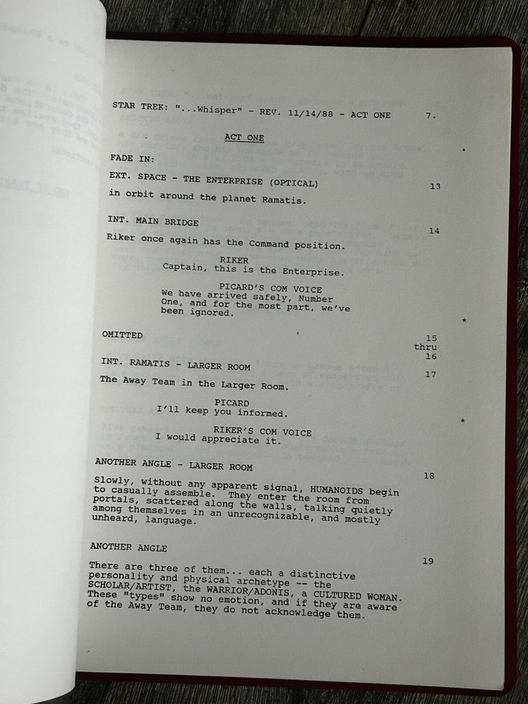 STAR TREK Script The Next Generation Loud As A Whisper Final Draft Nov 10 1988