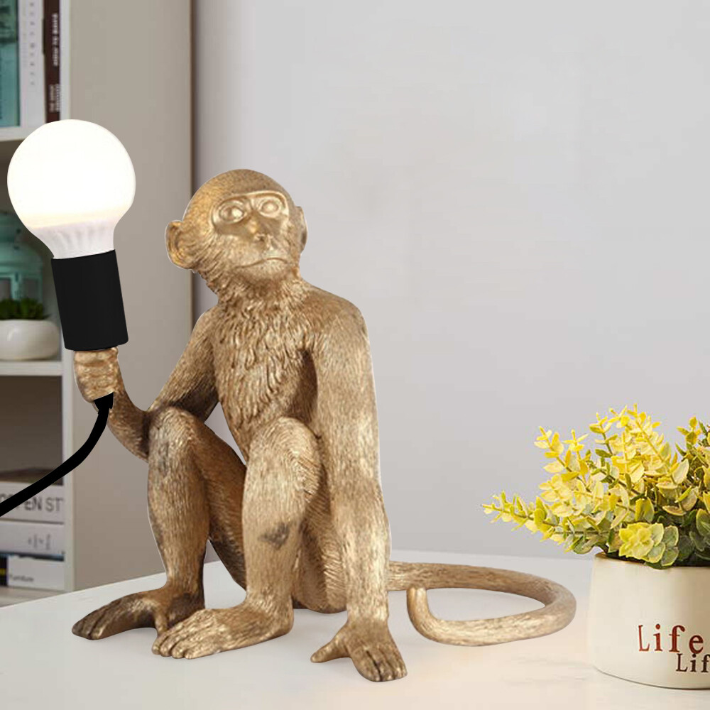 Gold Monkey Table Lamp Sitting Monkey Light Bedroom Monkey Table Light Gift