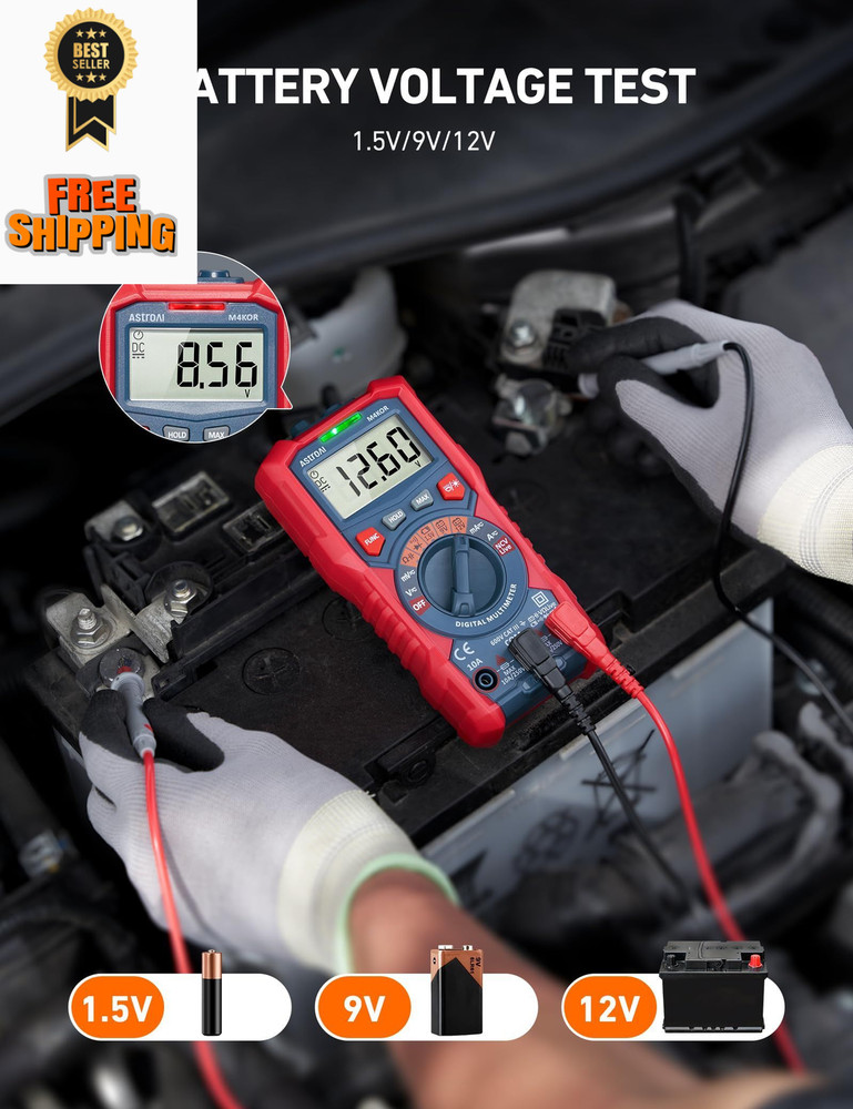 AstroAI Multimeter Tester, TRMS 4000 Counts Volt Meter Multicolored-Test Kit