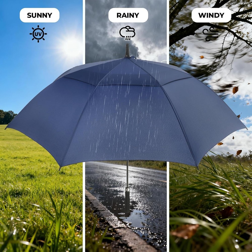 Automatic Open Golf Umbrella, 54/62/68/72 inch Extra Large Oversize Double Ca...