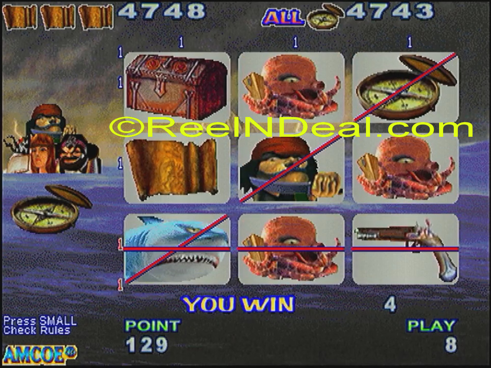 Amcoe Devil Island Cherry Master 8-Liner Slot Machine Optional Skill Spin & Hold
