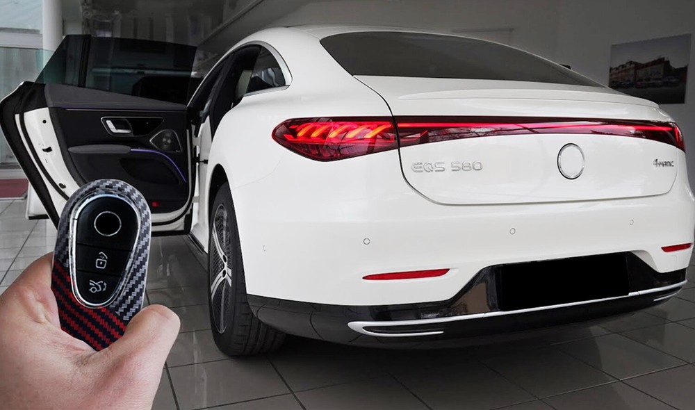 Black/Red Carbon Fiber Pattern Plastic Key Fob Case Shell For Mercedes Oval Key